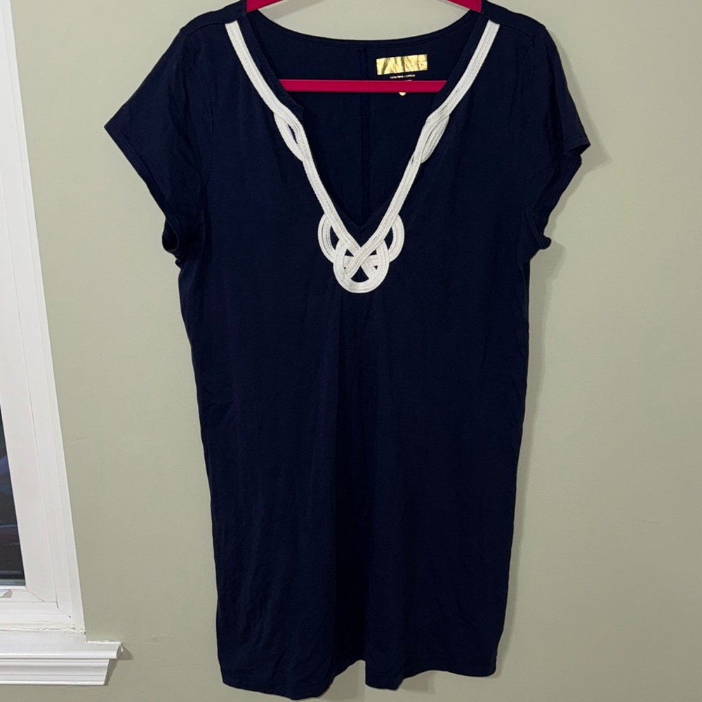 Navy Blue Lilly Pulitzer Cotton Short Sleeve Dress